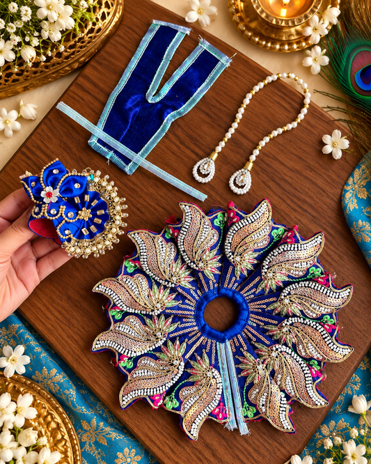 Royal Neelkamal Designer Poshak Set for Laddu Gopal Ji 💙