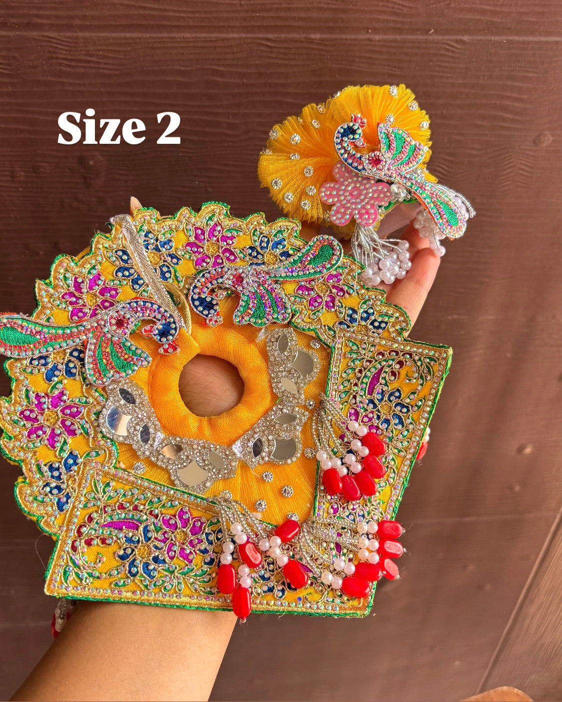 Radha Shyam Kesar Morangi Designer Poshak 💛💜 + Mukut Pagdi (Janmashtami)