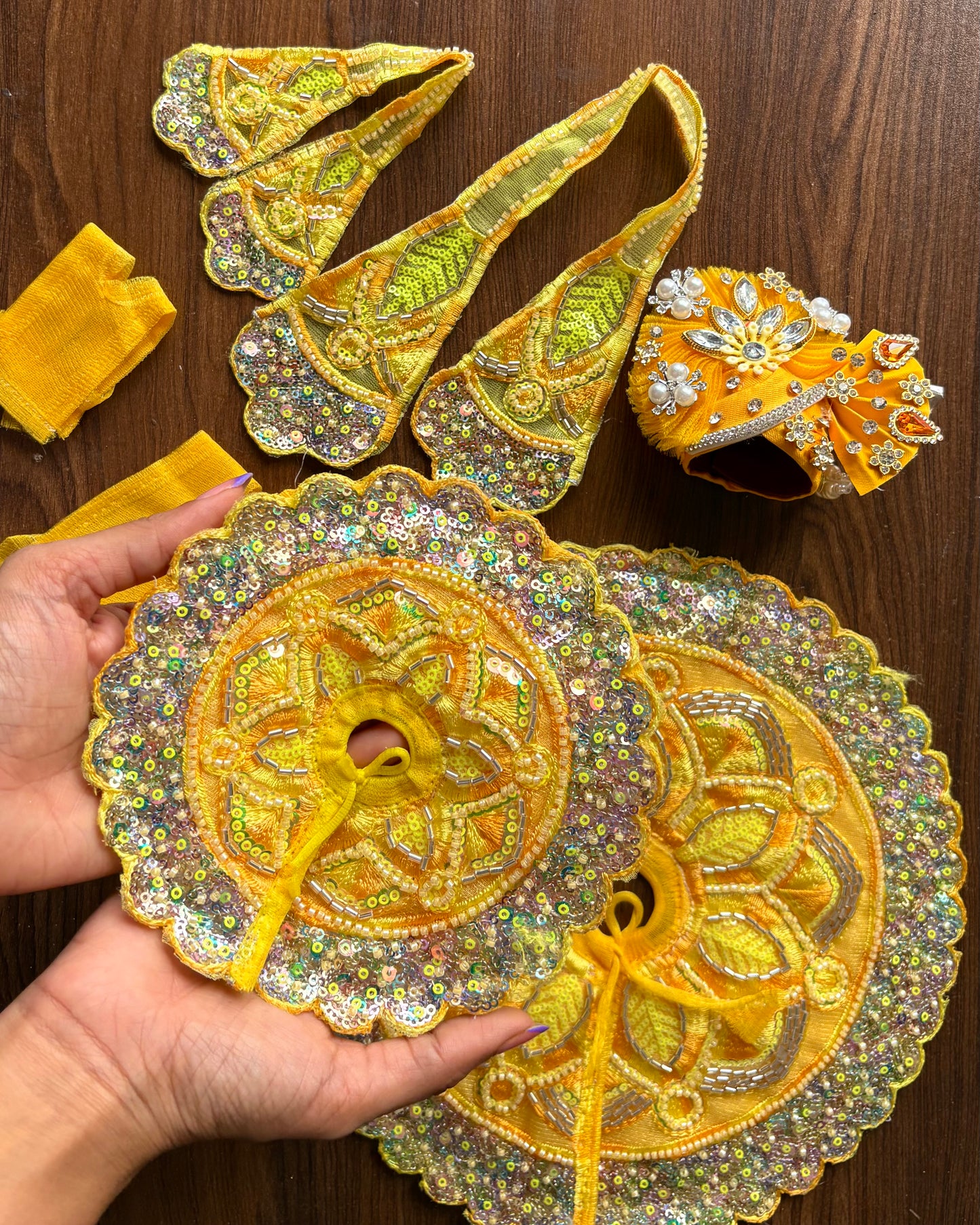 Janmashtami Special 💛 for Laddu Gopal + Mukut (Designer Frock) (4pc set) 💛