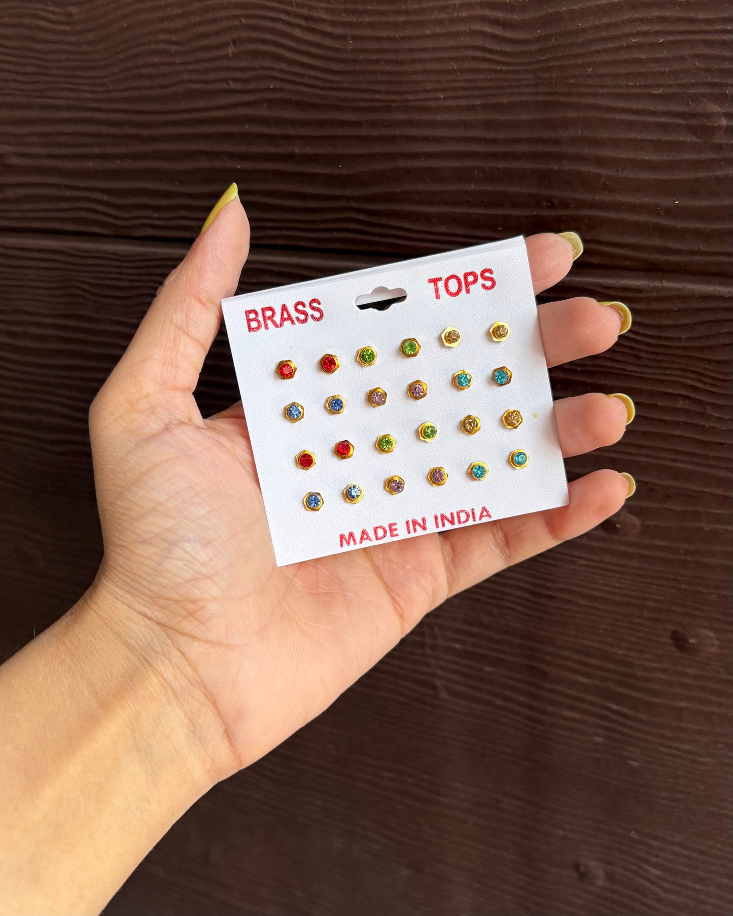 Colorful Brass Tops Earrings D7