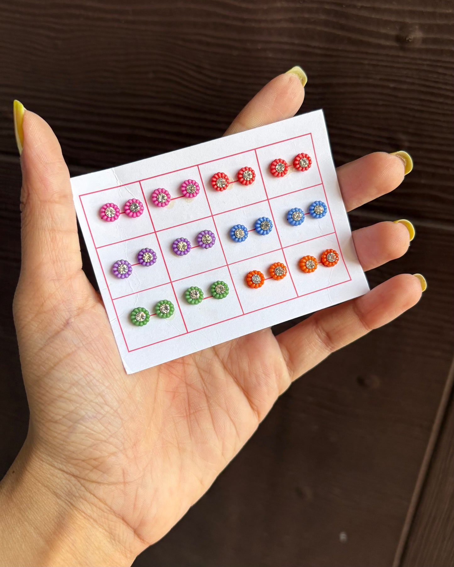 Diamond Colorful Round Earrings (to be Pasted by Wax) D2