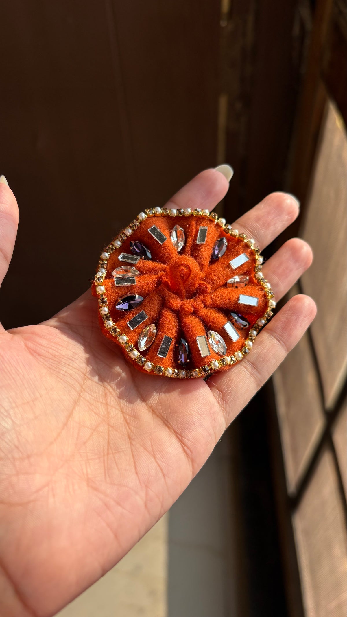 Gopu Orange & Dark purple Stone (Winter frock)