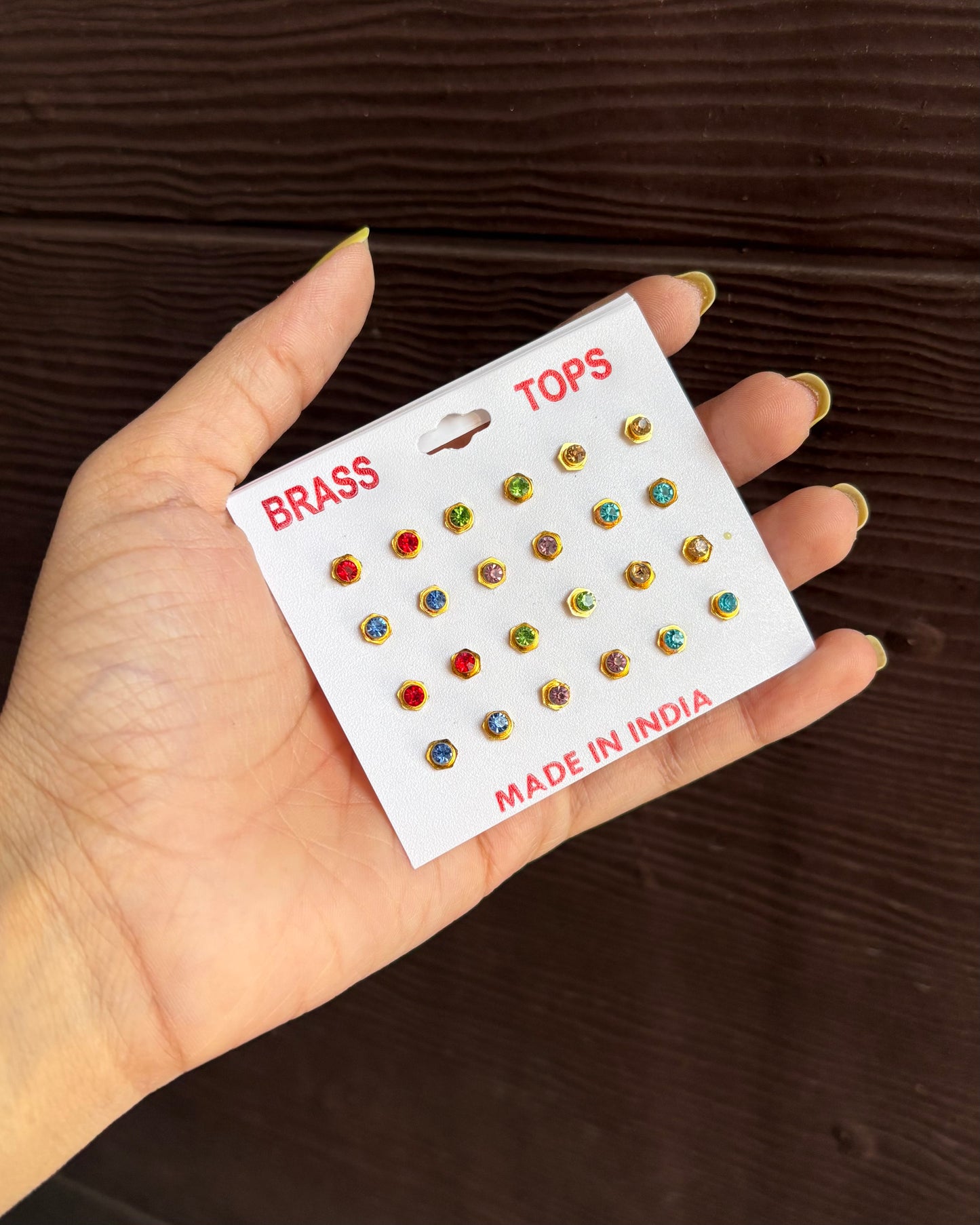 Colorful Brass Tops Earrings D7