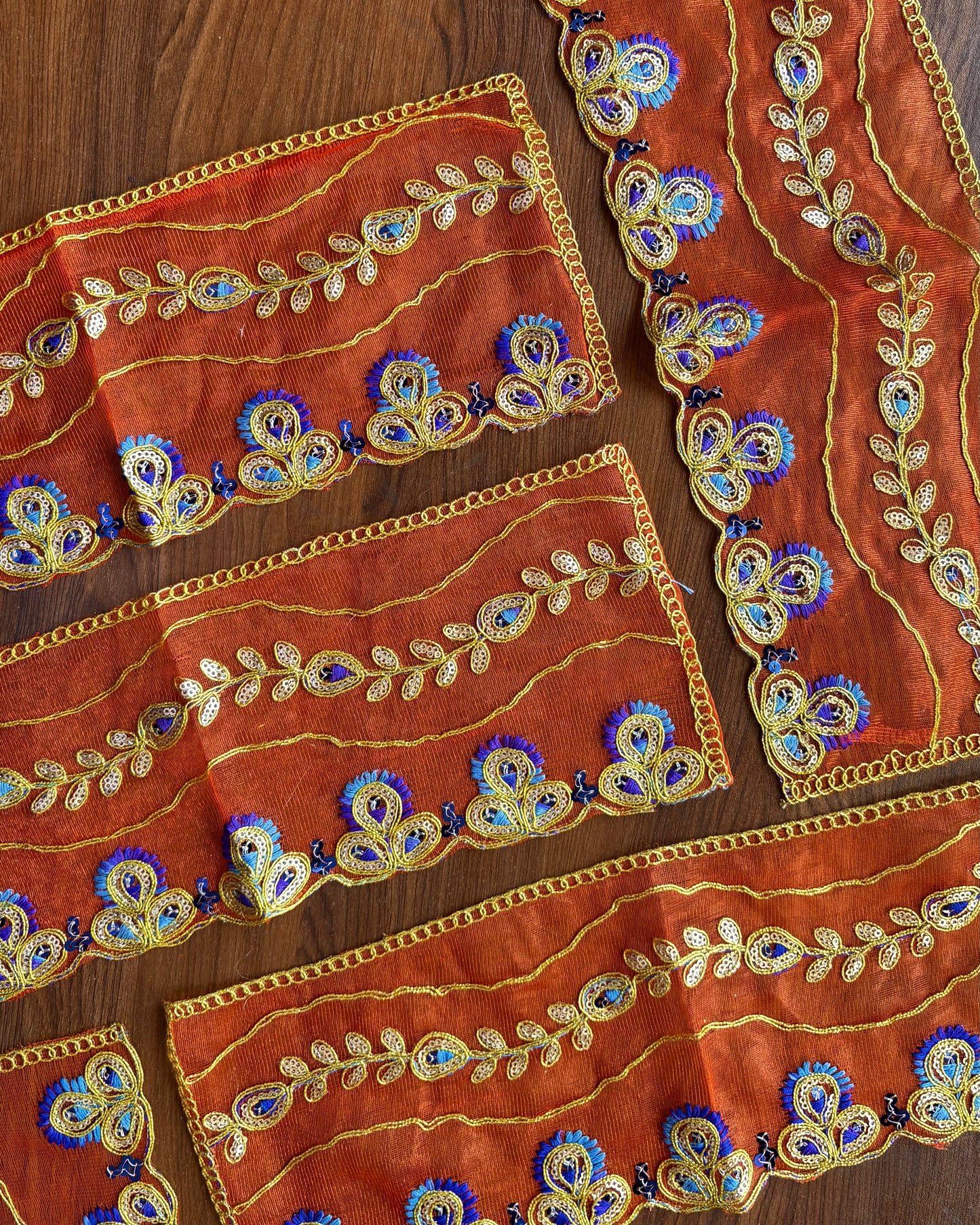 Orange blue Net Chunni (Radha Rani)🧡