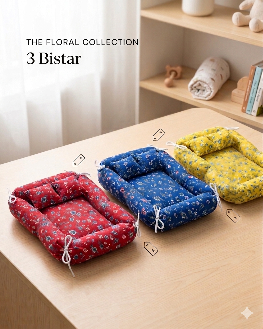 Laddu gopal Premium Bistar Set 🛌 (Floral Square)🪻