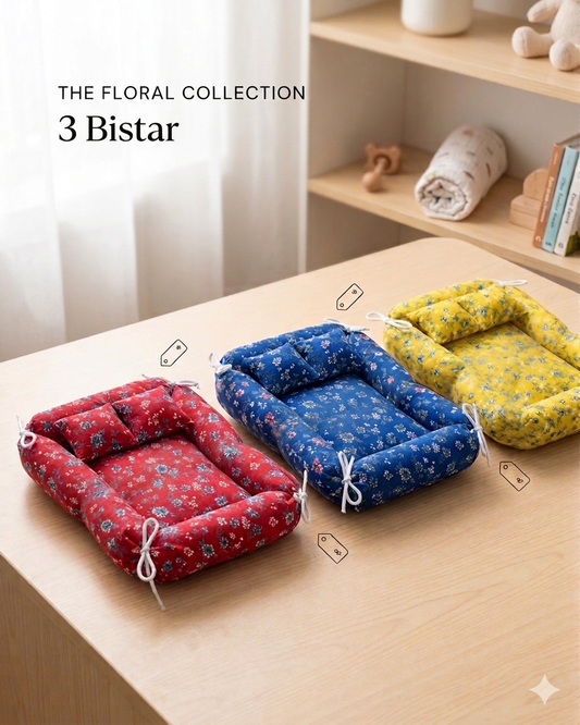 Laddu gopal Premium Bistar Set 🛌 (Floral Square)🪻