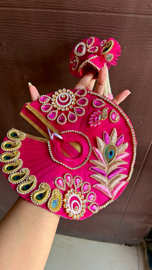 Magenta Designer Frock with Pagdi (Size 4)