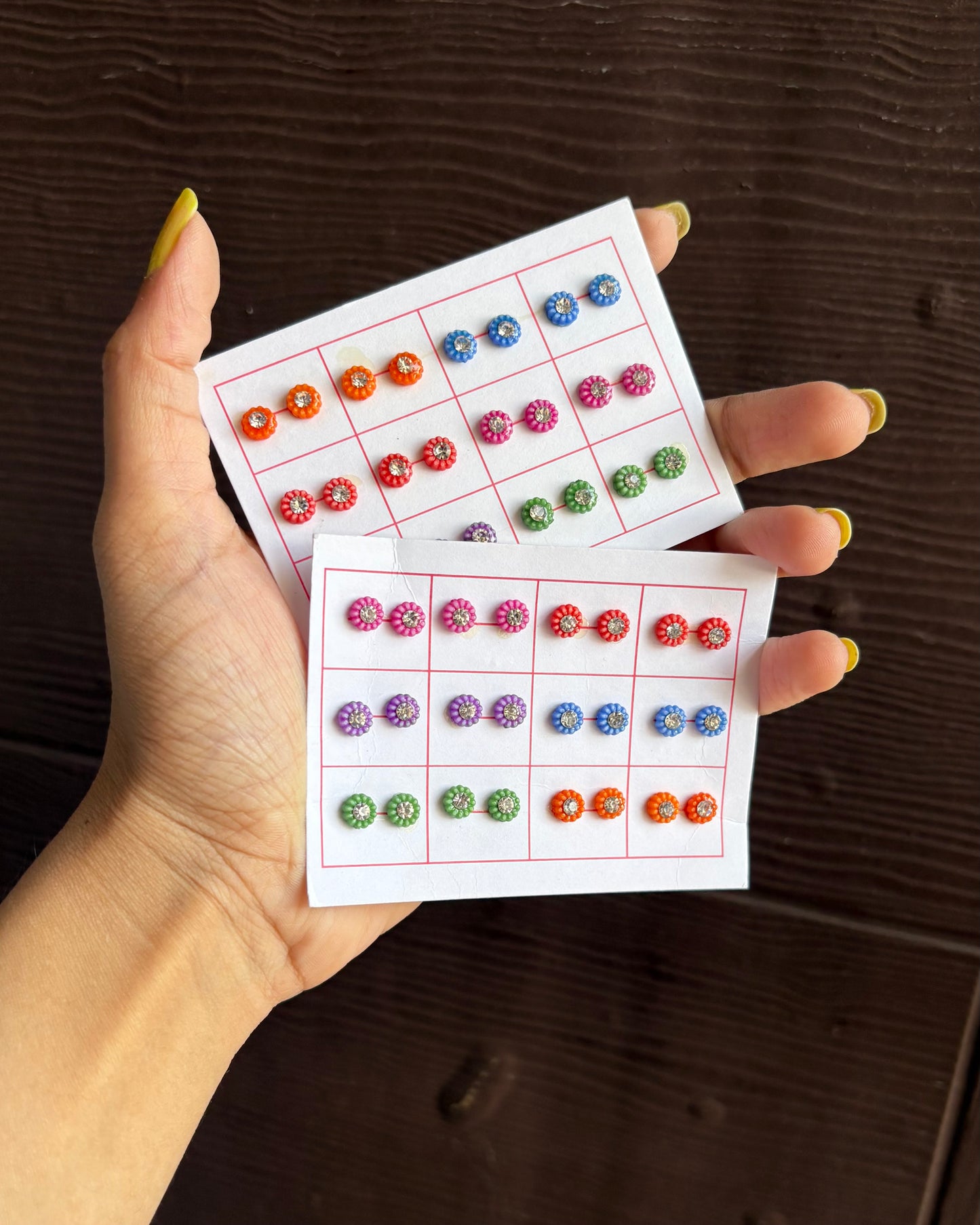 Diamond Colorful Round Earrings (to be Pasted by Wax) D2