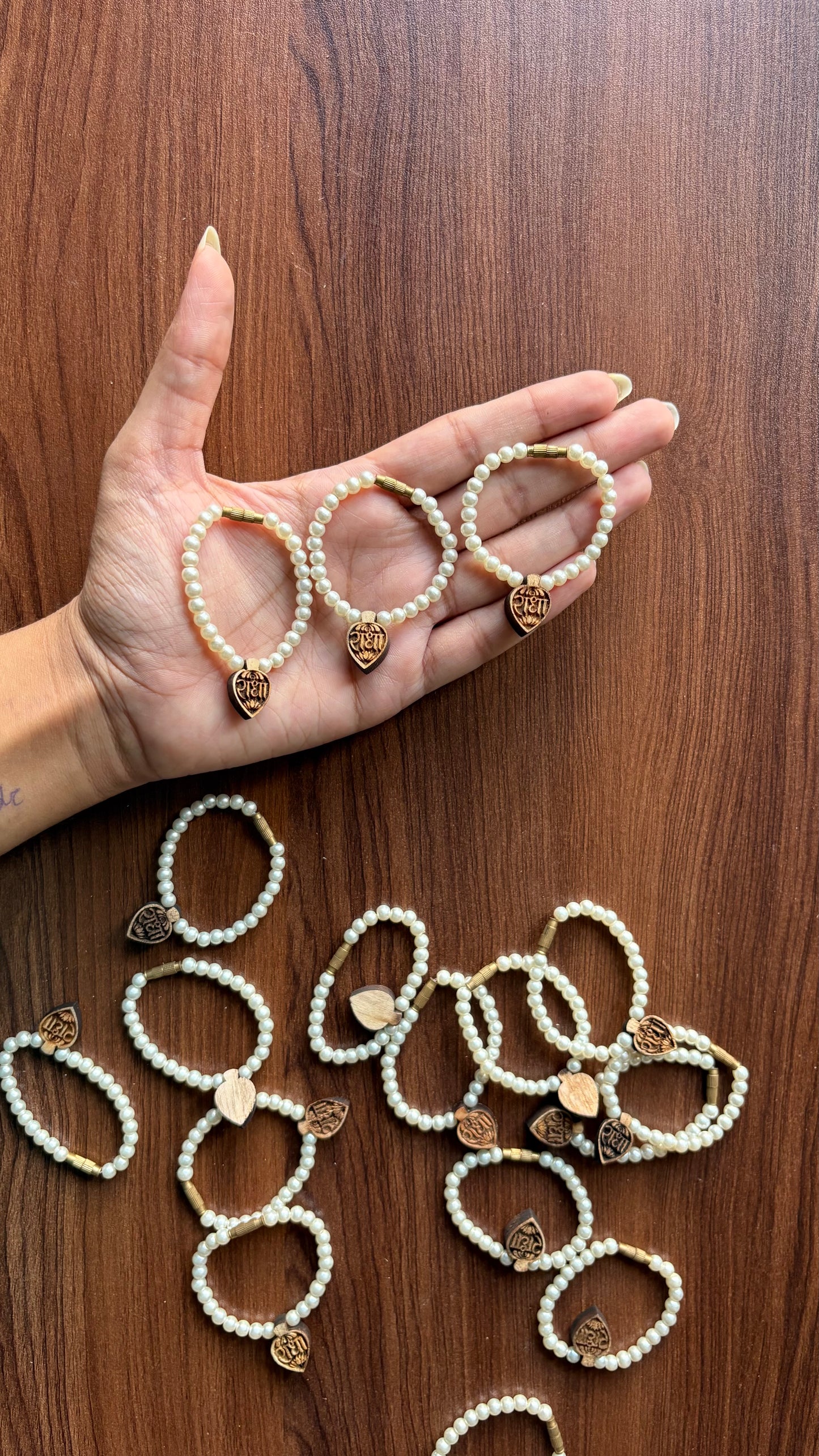 White Moti Radha Tulsi Mala D43