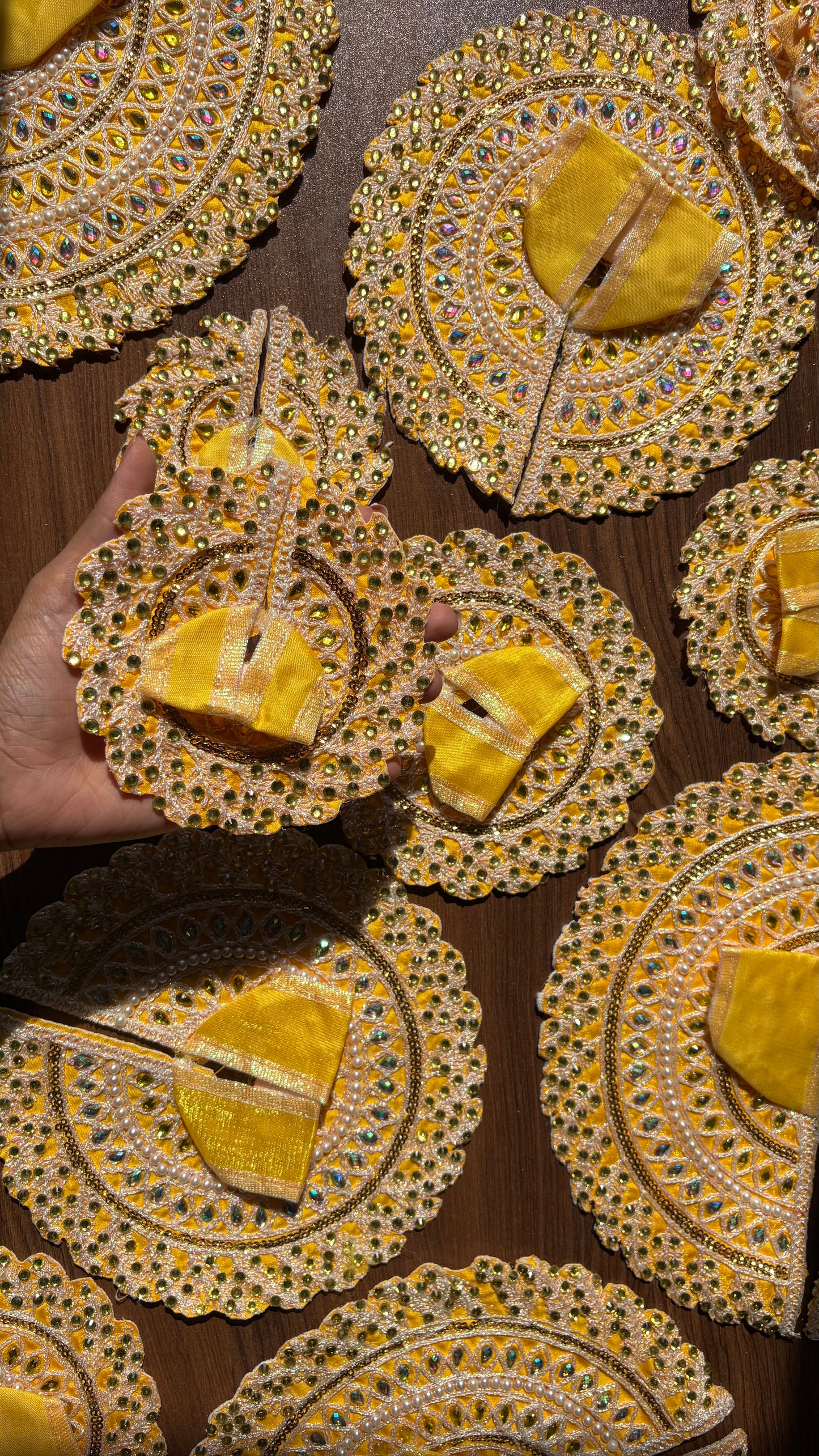 Yellow Designer Heavy Work Frock for Laddoo Gopal with Pearl and Stone Embroidery (Size 0-7)