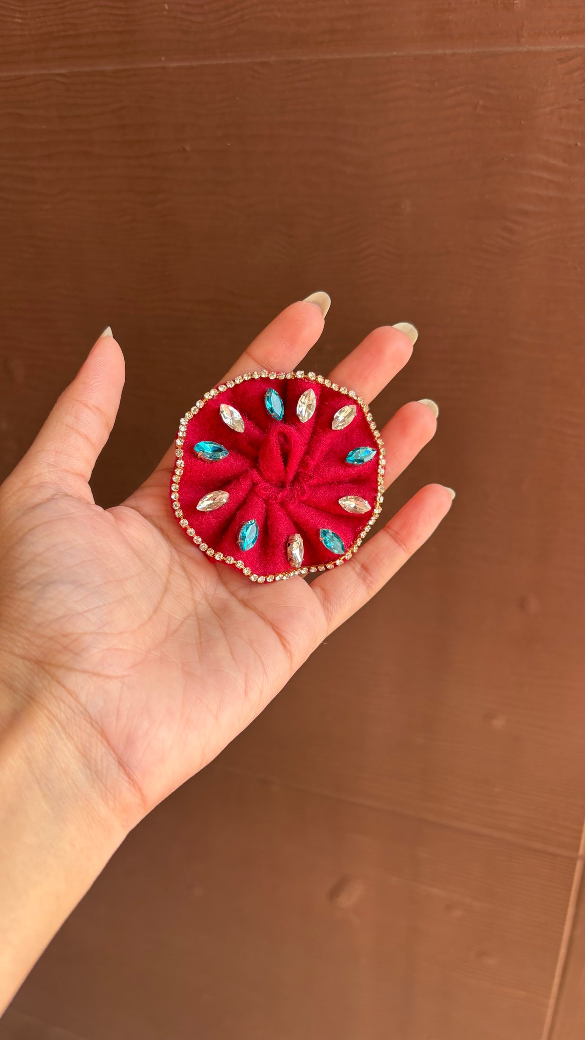 Gopu Red- Sky Blue Stone (Winter frock)