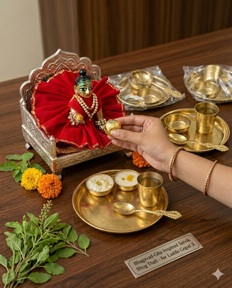 Bhog Thali (2 Katori, 1 Plate, 1 Spoon, 1 Glass)