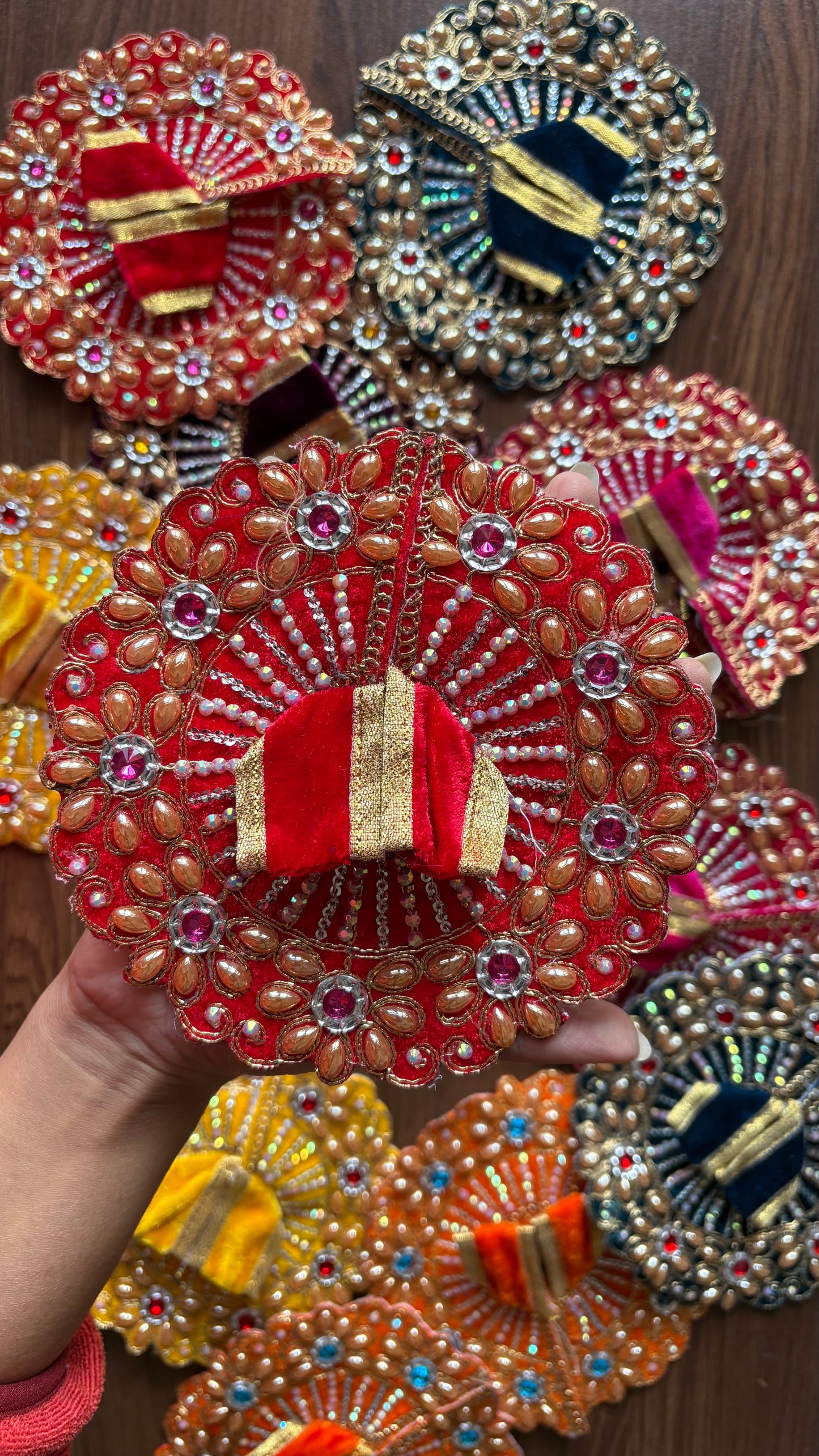 Heavy Intricated Velvet Frock laddugopal Size 0