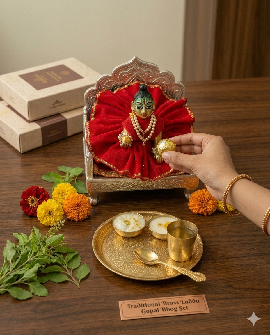 Bhog Thali (2 Katori, 1 Plate, 1 Spoon, 1 Glass)
