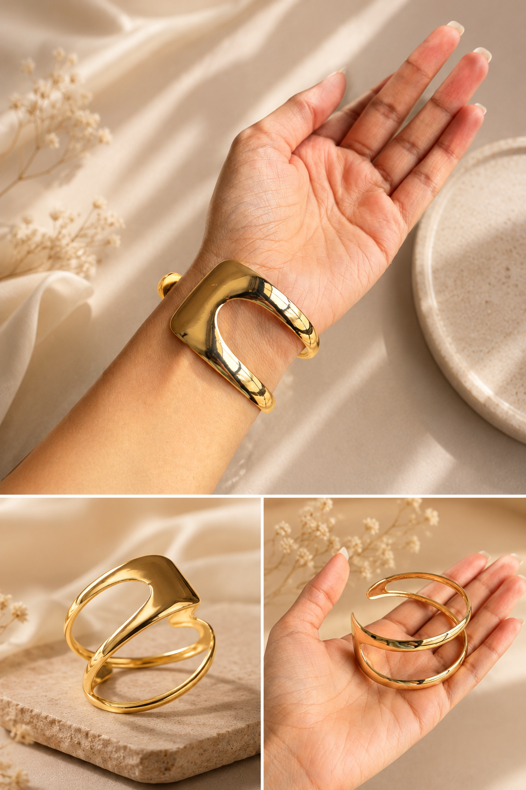 Sculpt Gold Open Cuff Bracelet⭐️ (Korean)