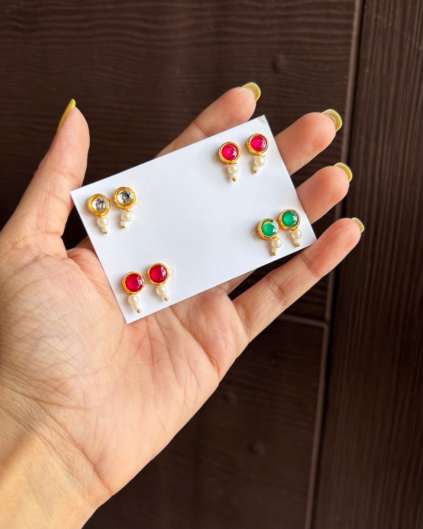 Round Kundan- Pearl Earrings for Ladoo gopal & Radha rani (Paste wale hai ) D5