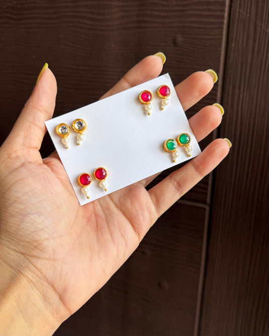 Round Kundan- Pearl Earrings for Ladoo gopal & Radha rani (Paste wale hai ) D5