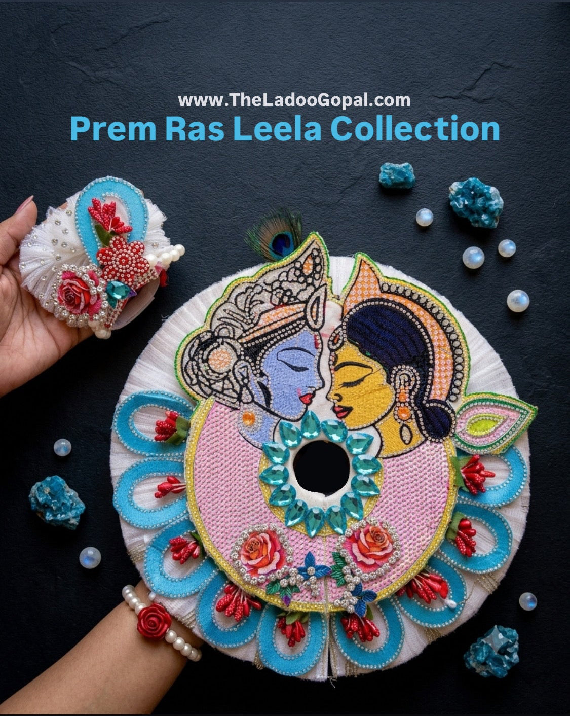 Prem Ras Leela Poshak 🩵Collection + Mukut Pagdi (Premium Designer Frock)