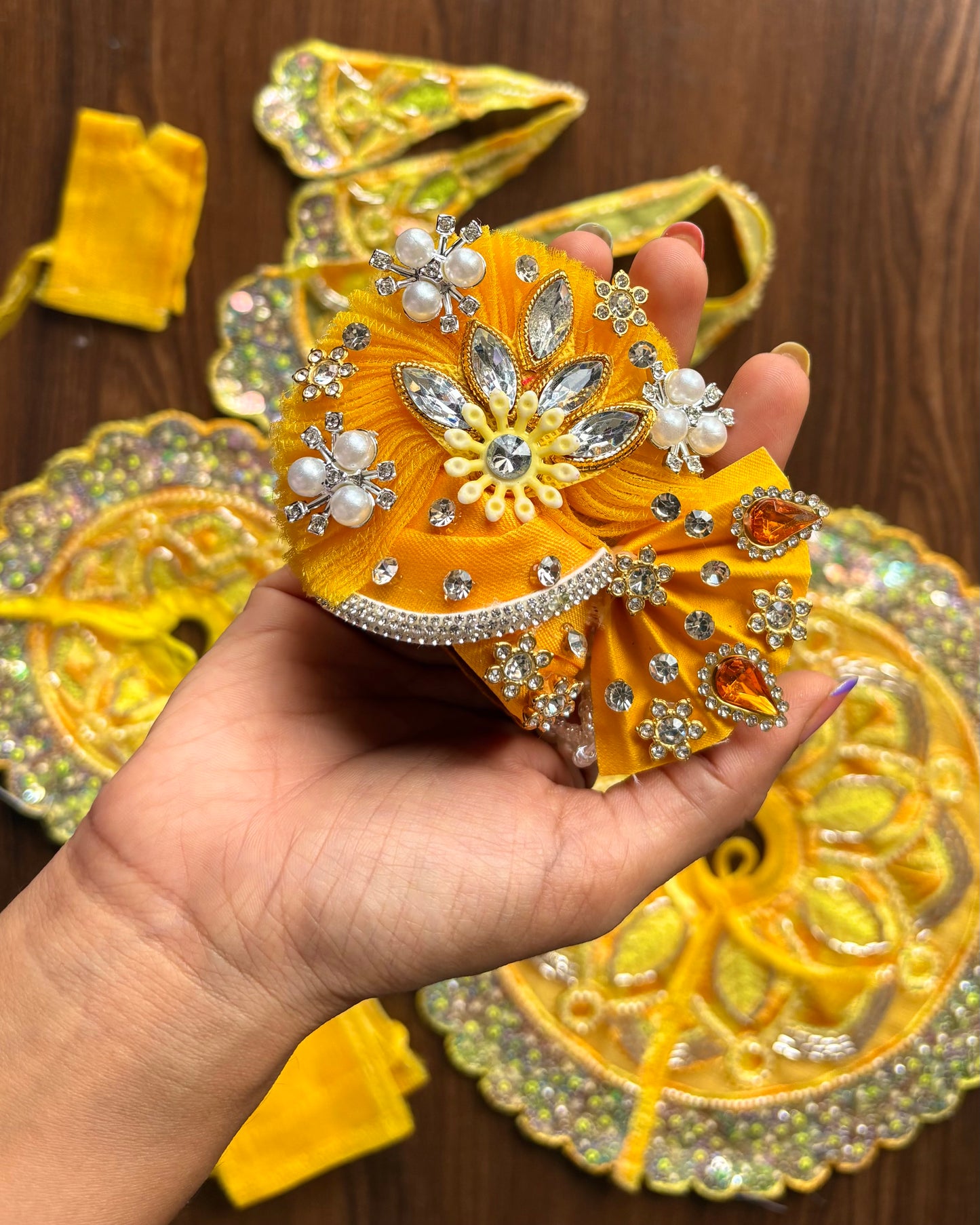 Janmashtami Special 💛 for Laddu Gopal + Mukut (Designer Frock) (4pc set) 💛