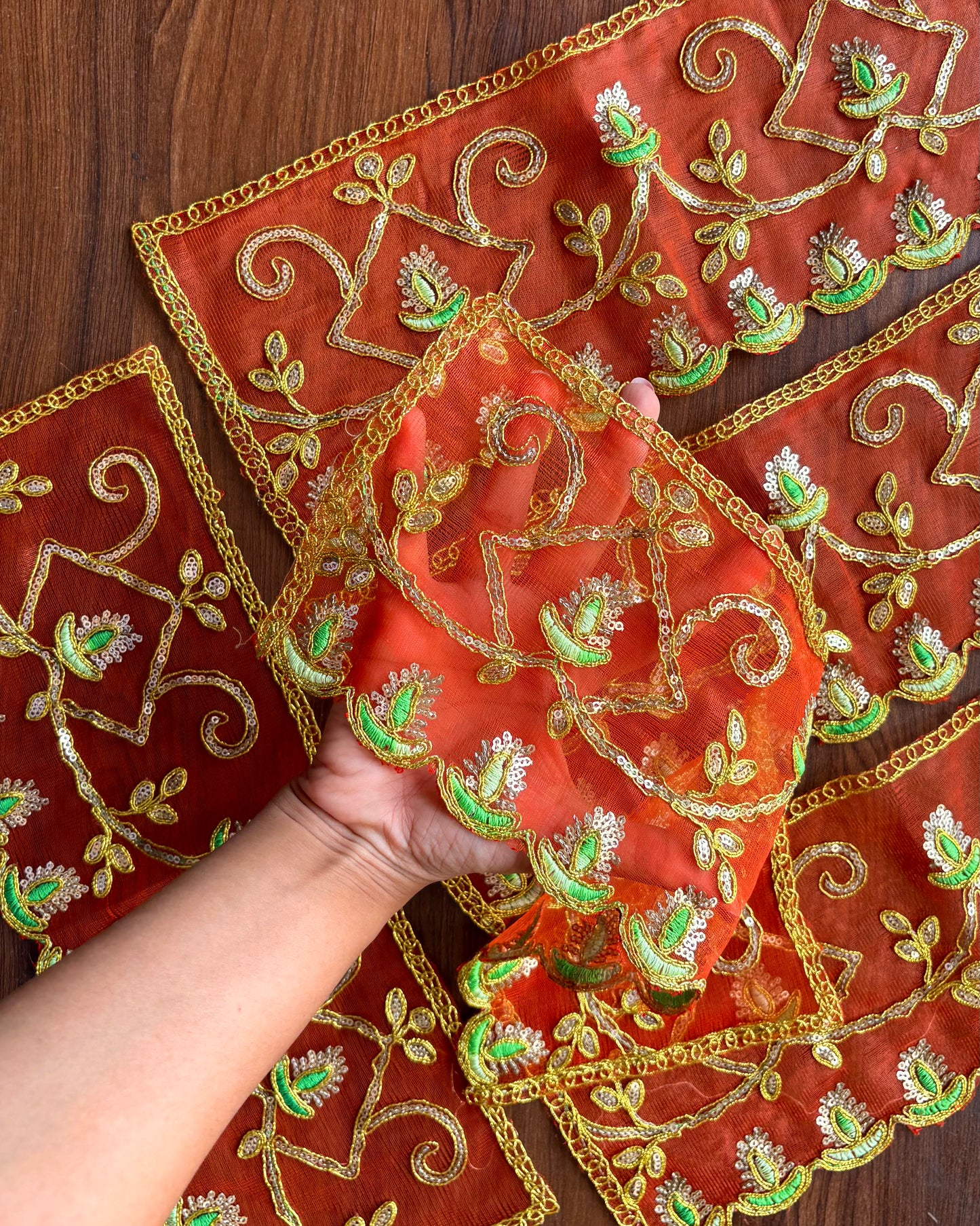 Orange Net Chunni (Radha Rani)🧡