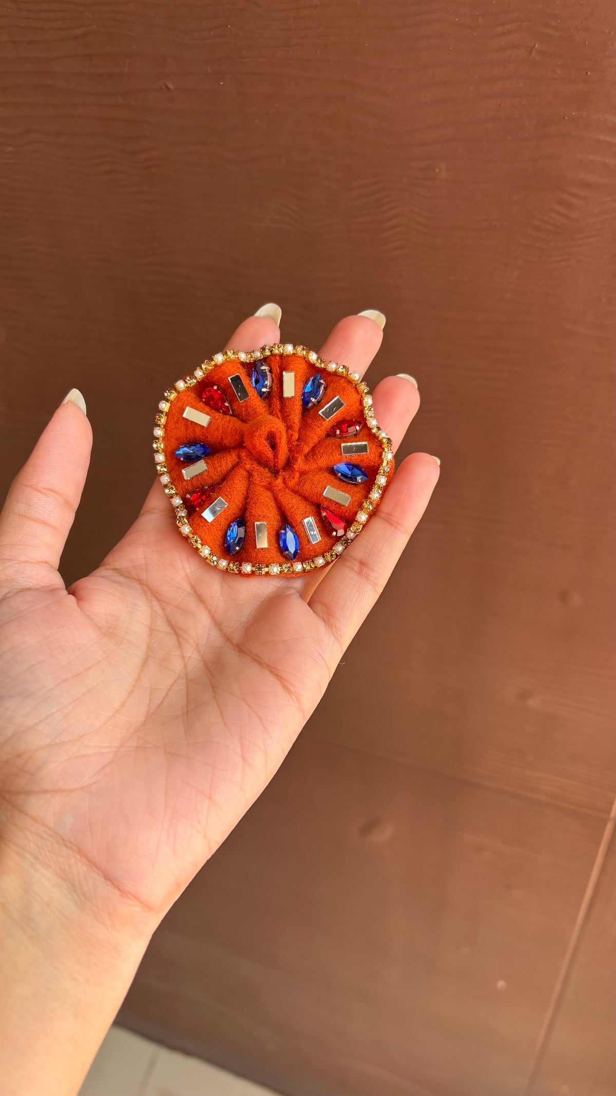 Gopu Orange & Royal Blue Stone (Winter frock)