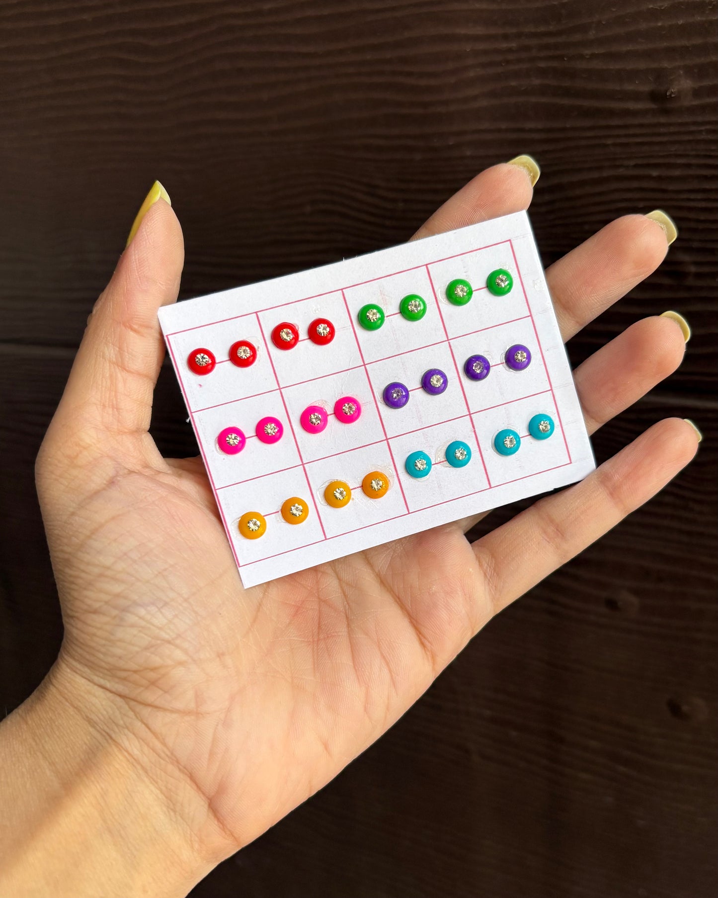 Diamond Circle Colorful Round Earrings (to be Pasted by Wax) D6