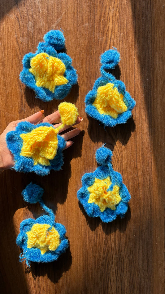 Sky blue- Neon YellowCrochet Frock Size 0 (NS2)