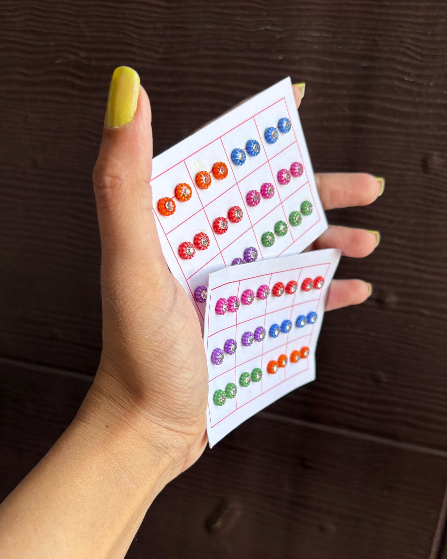 Diamond Colorful Round Earrings (to be Pasted by Wax) D2