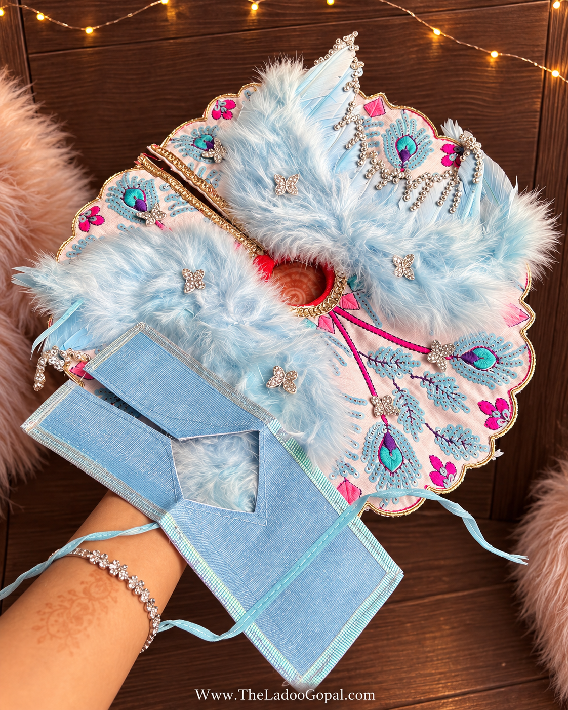 Feather Butterfly Dress 2 piece Set for Laddu Gopal