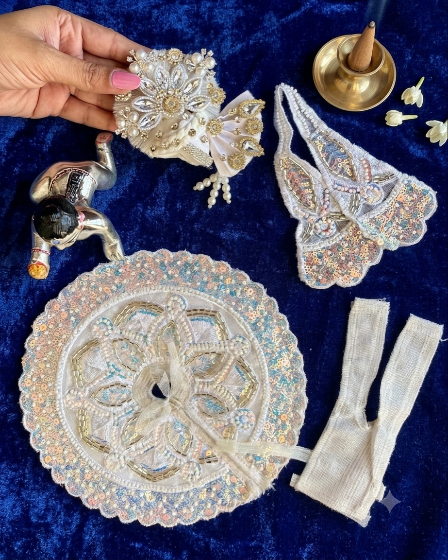 Silver Moonlight 🤍Collection + Mukut (Designer Frock)
