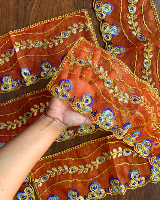 Orange blue Net Chunni (Radha Rani)🧡