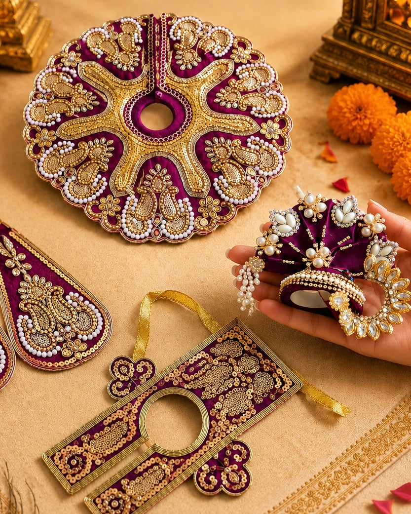 Shyam Mohini Royal 4-Piece Poshak Set ( Royal Burgandy Color )
