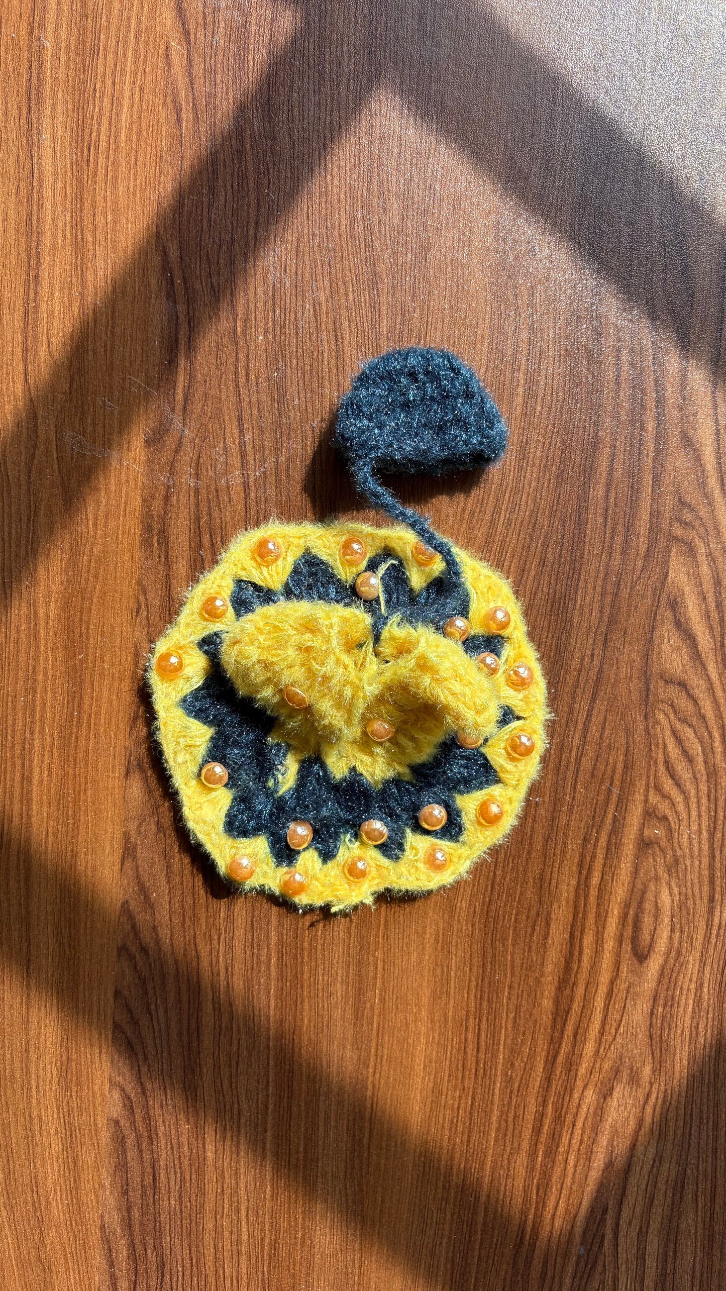 Yellow Moti Crochet Frock with Caps Size 2