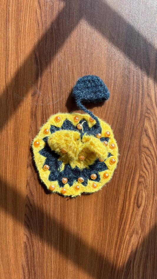 Yellow Moti Crochet Frock with Caps Size 2