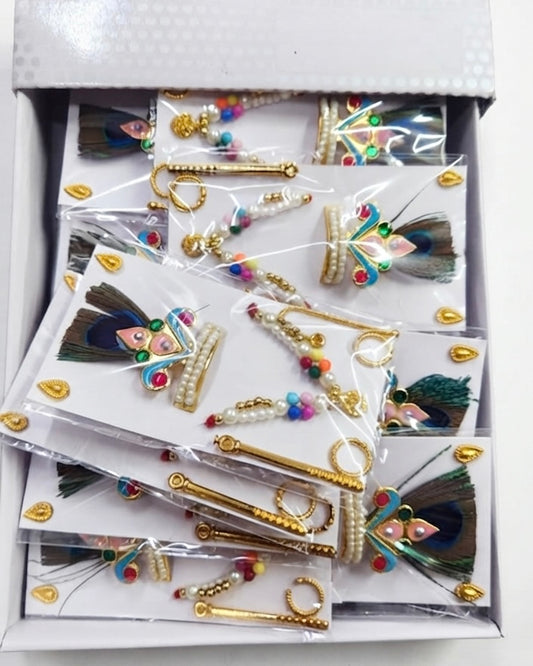 Kanha Shringar Combo Set (Mukut,Mala,Kadde,Tilak, Bansuri, Chaddi) (Size 2,3,4)