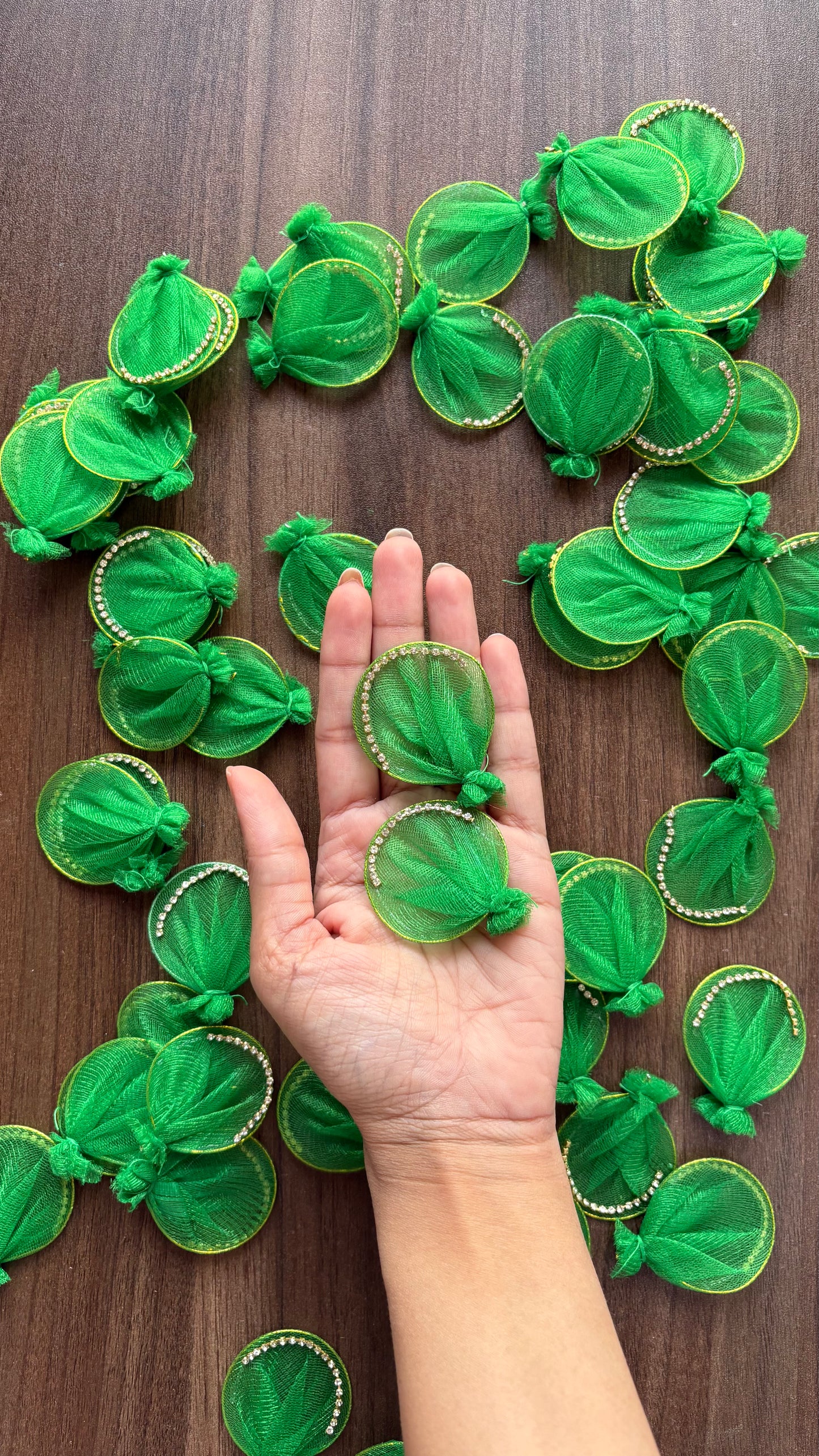Dark Green Net Petal (Pack of 10 pieces) Dress Decoration Raw Material