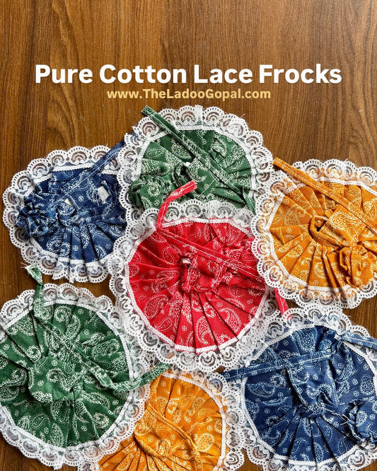 Cotton Lace Frocks (For Ladoo Gopal & Radha Rani)