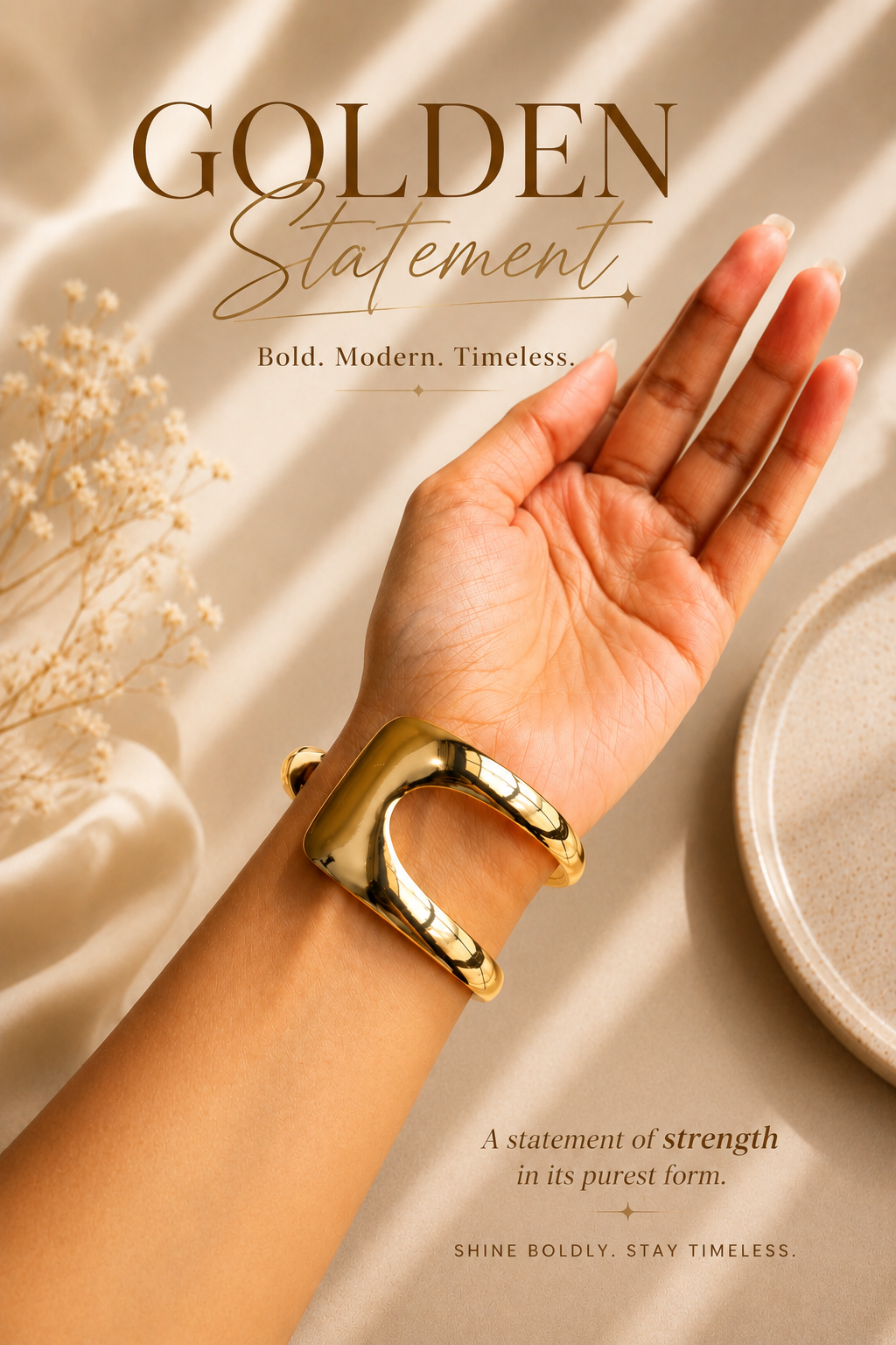 Sculpt Gold Open Cuff Bracelet⭐️ (Korean)