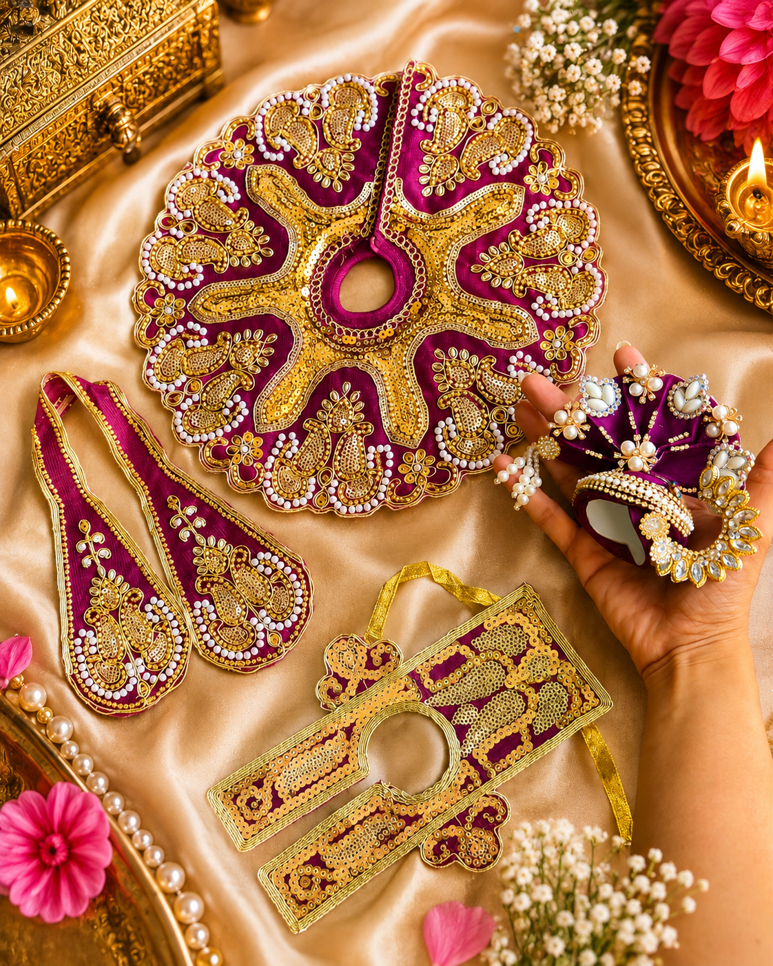 Shyam Mohini Royal 4-Piece Poshak Set ( Royal Burgandy Color )